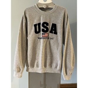 USA Flag Washington DC Sweatshirt Gray Adult Medium